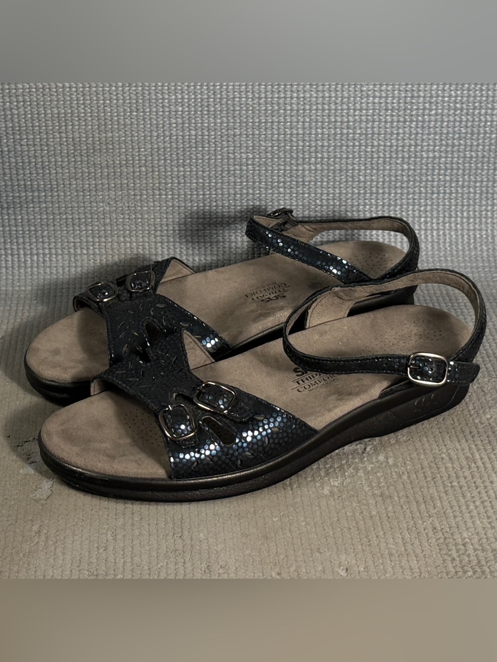 SAS Duo Sandal Navy Perla Sandals Women's Size 9 Wide